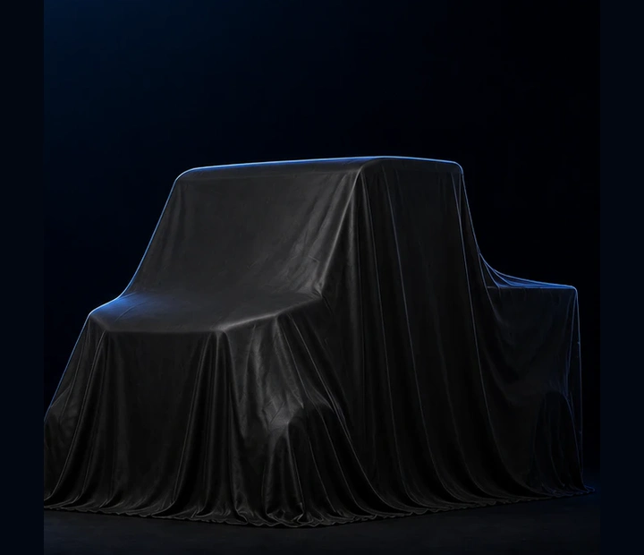 Future UrbanX electric utility UTV fully covered in a dark studio