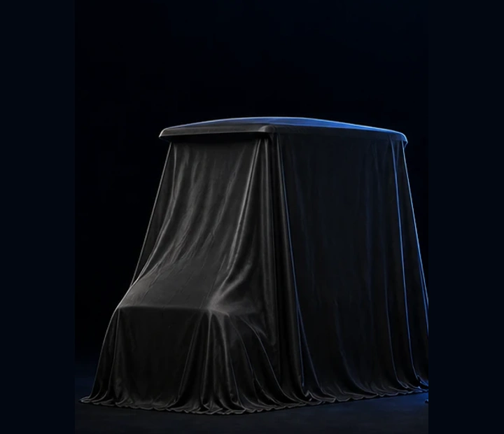 Future UrbanX Fashion Edition golf cart fully covered in a dark studio