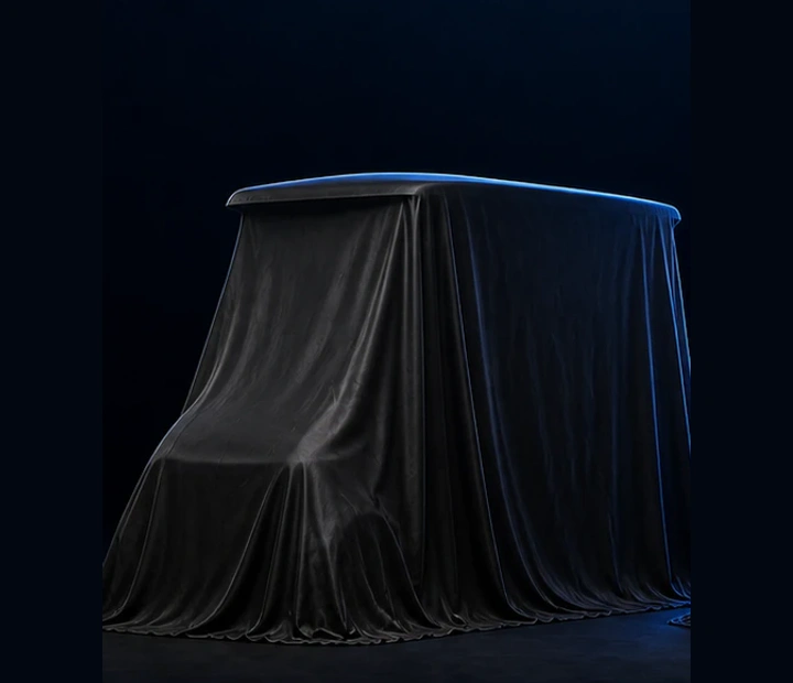 Future UrbanX Sport Edition golf cart fully covered in a dark studio